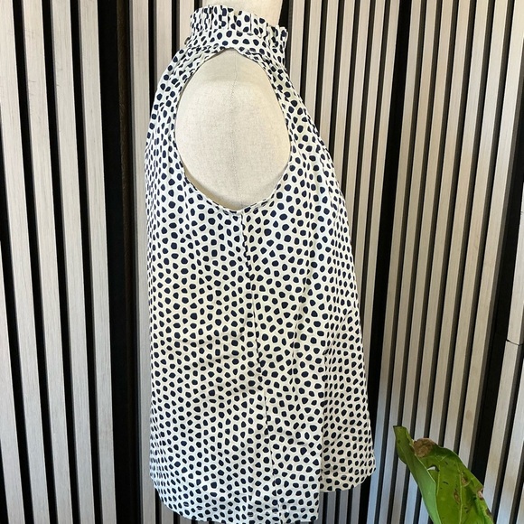 Polka Dot Navy Halter Neck Women's Top Sz M - Picture 2 of 5